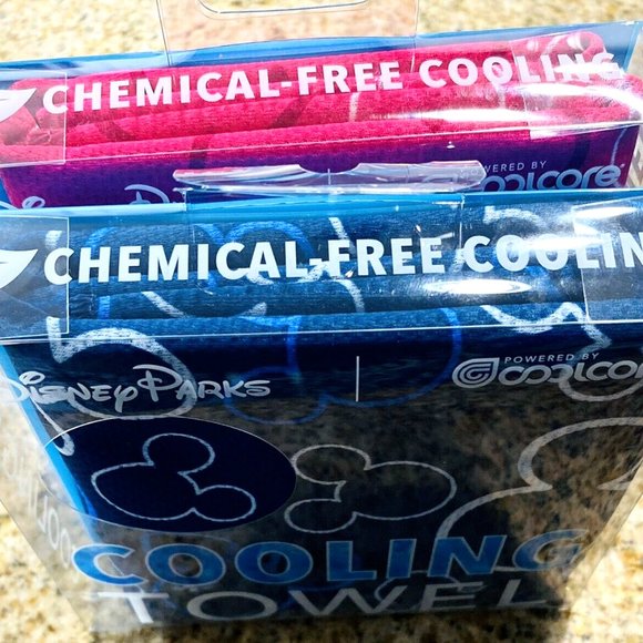 Disney Parks Mickey Mouse Cooling Towel SET OF 2 Pink and Blue 15" x 36" NWT - Picture 3 of 7